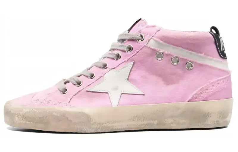 Golden Goose Mid Star Mid top Canvas Shoes Women's Pink