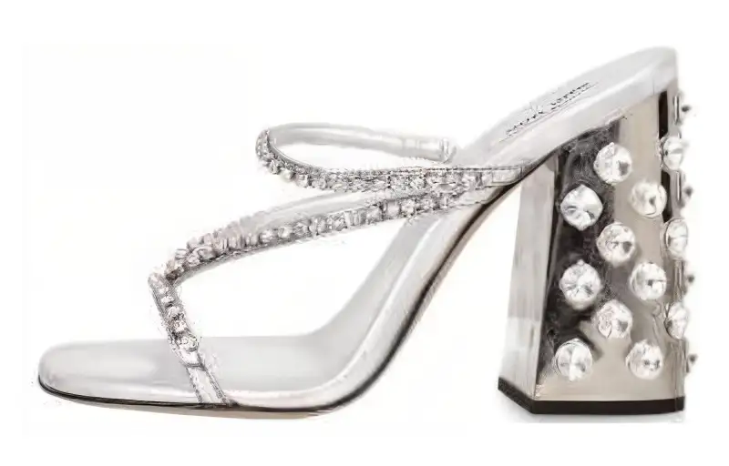 MIU MIU Slide Slippers 10.5cm Women's Silver