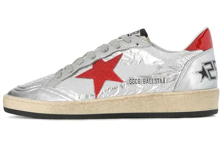 Golden Goose Ball Star Skateboard Shoes Women's Low Top Silver