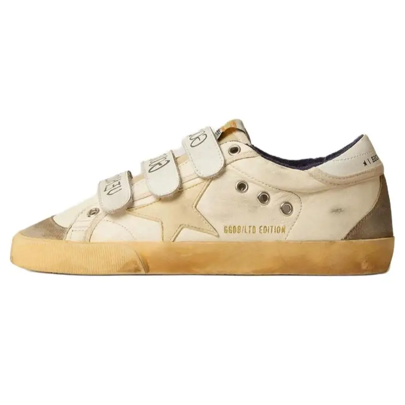 Golden Goose Old School Leather Low top Skateboard Shoes Men's White Gray