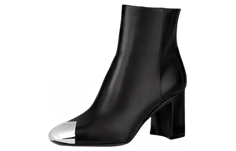 LOUIS VUITTON Leather Ankle Boots Women's Black