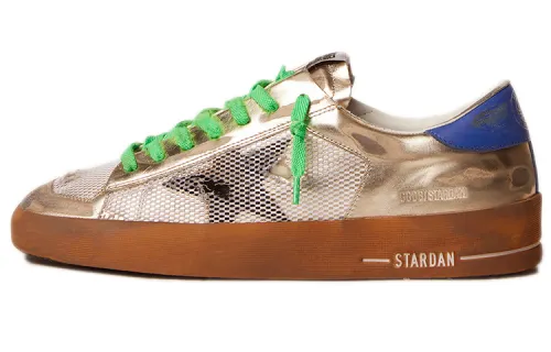 Golden Goose Stardan Mesh Stylish Skateboarding Shoes Men's Gold Distressed