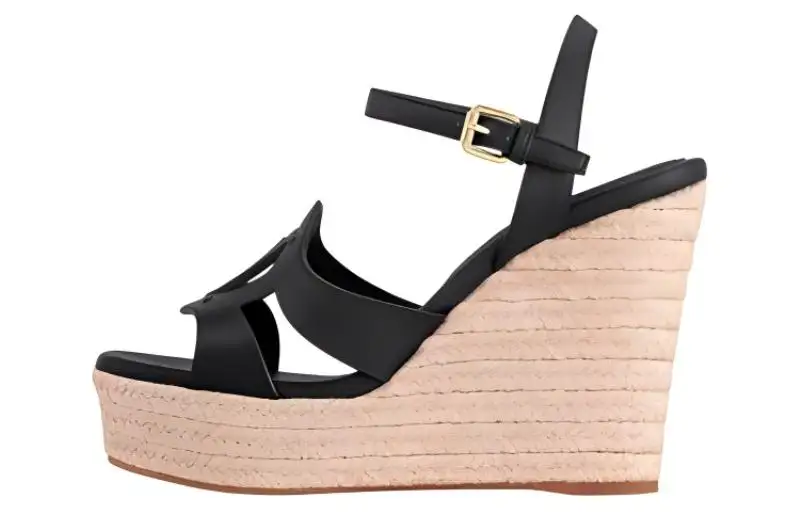 LOUIS VUITTON Isola Leather One Strap Sandals 8cm Women's Black