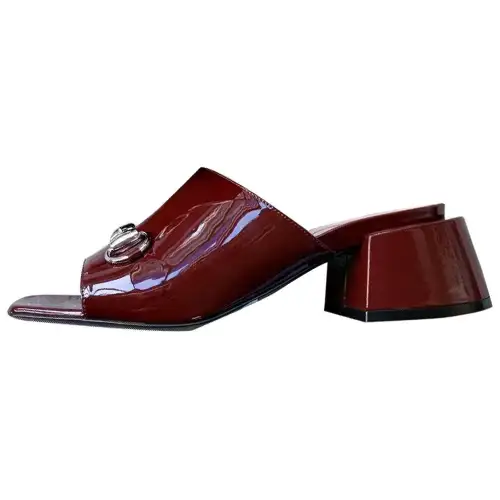 GUCCI Horsebit Quiet Slide Slippers Women's Red Brown