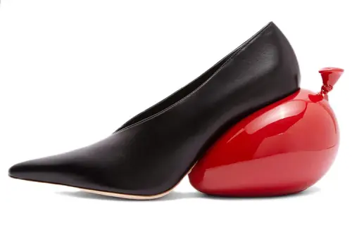 LOEWE Leather Pointed Toe Irregular Heel High Heels 9cm Women's Black Red