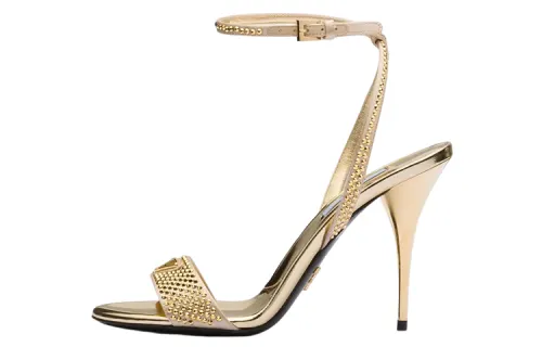 PRADA Leather One Strap Sandals 10cm Women's Gold