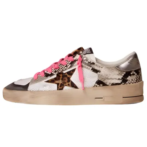 Golden Goose Stardan Skateboard Shoes Women's Low Top Brown/White/Black/Pink