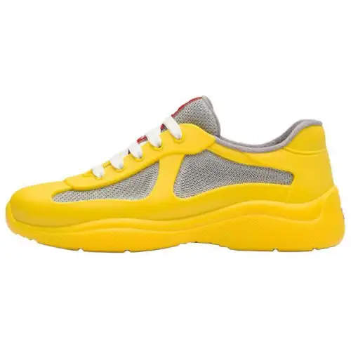 PRADA America's Cup Textile, Rubber Lace Up Cushioning Low top Sports Casual Shoes Women's Yellow