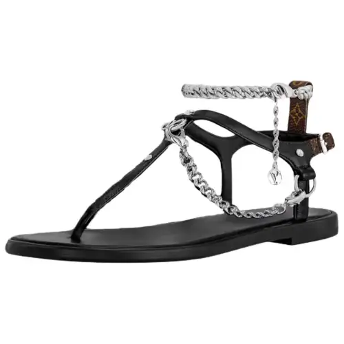 LOUIS VUITTON Vibe Sheepskin One Strap Sandals Women's Black