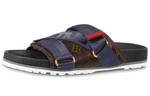 LOUIS VUITTON Honolulu Stylish Sandal Men's Blue Brown