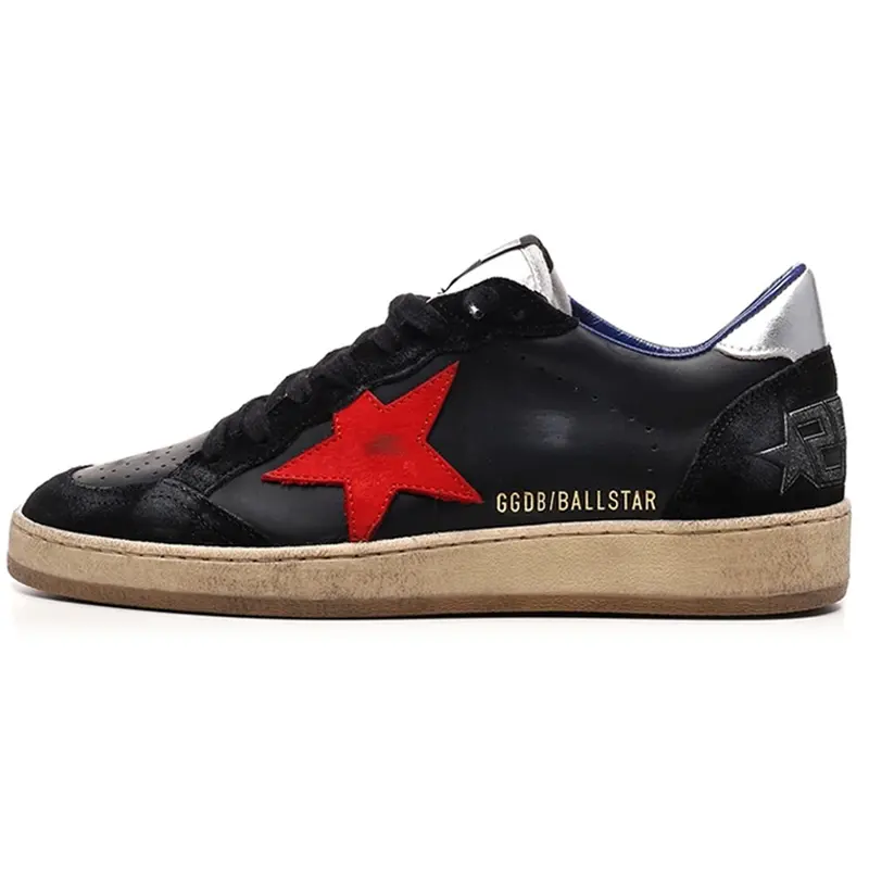 Golden Goose Ball Star Low top Stylish Skateboarding Shoes Men's Black Distressed