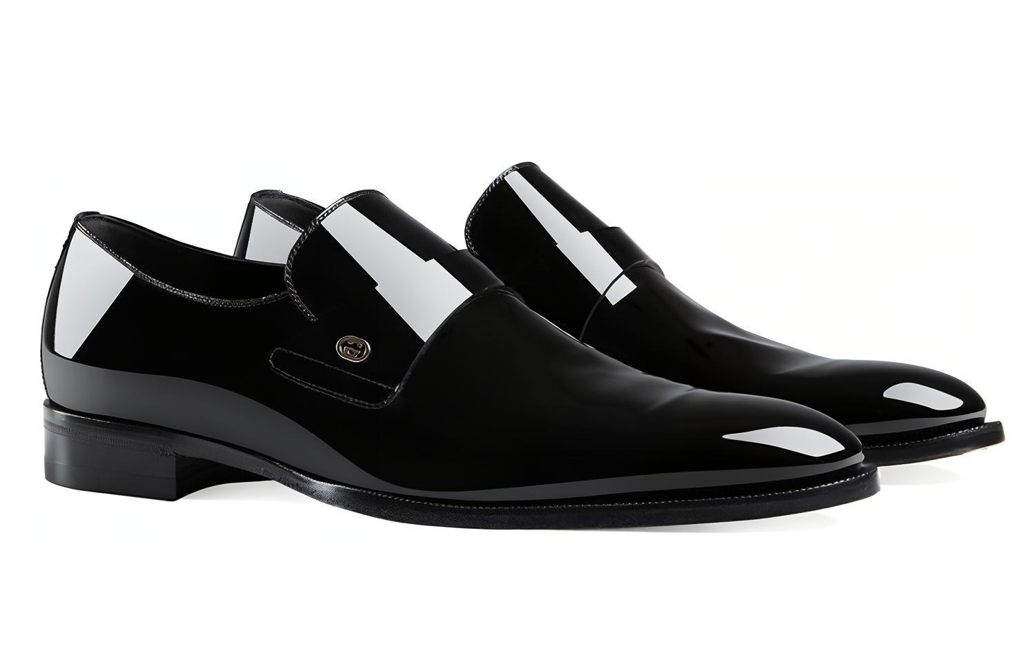 GUCCI Patent Leather Men's Casual Shoes Men's Black