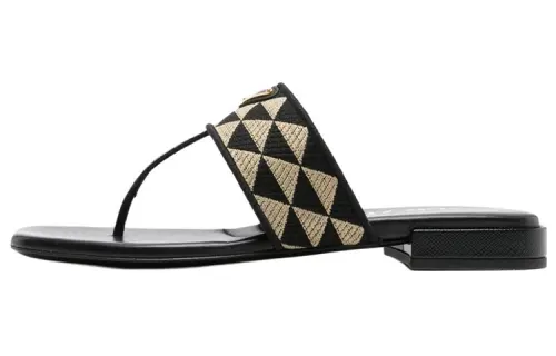 PRADA Triangle Flip Flops Women's Black