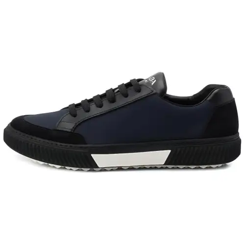 PRADA Leather Low top Skateboard Shoes Men's Blue Black