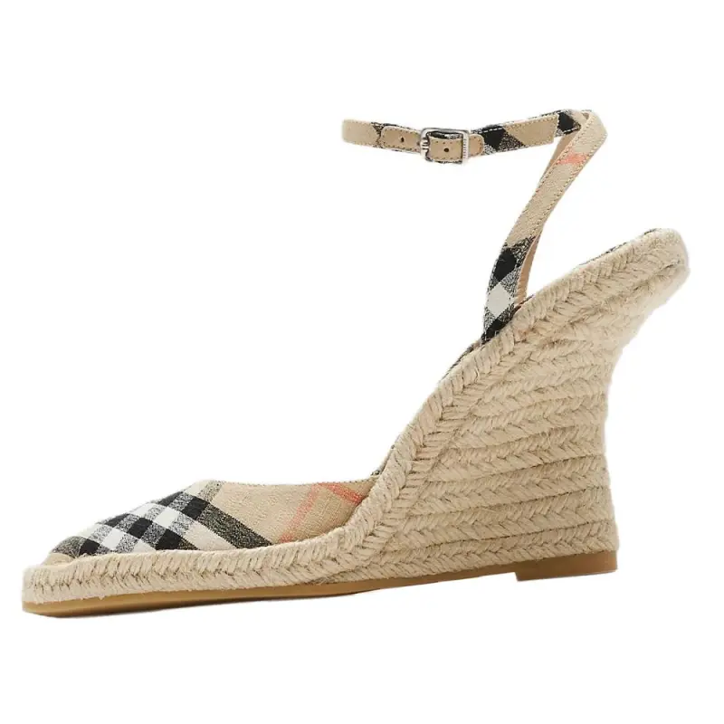 Burberry Mews Wedge Heel High Heels 9cm Women's Sand