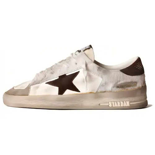 Golden Goose Stardan Leather Low top Skateboard Shoes Women's White Distressed