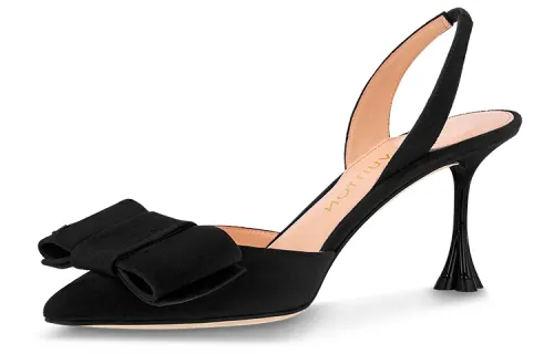 LOUIS VUITTON Blossom Leather Slim Heel High Heels 9.5cm Women's Black