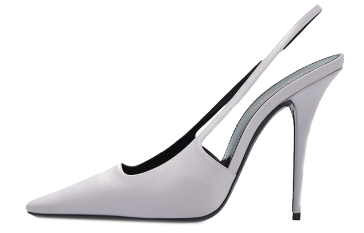 SAINT LAURENT Blade Satin Slim Heel High Heels 10cm Women's Light Blue