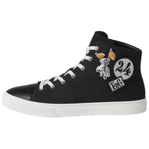 HERMES Illico Cow Leather High top Skateboard Shoes Men's Black