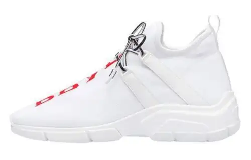 PRADA Leather Low top Casual Shoes Women's White Red
