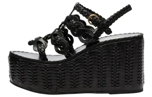 PRADA Leather One Strap Sandals Women's Black
