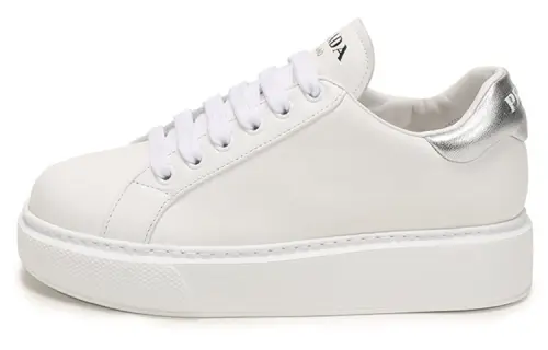 PRADA Leather Low top Skateboard Shoes Women's White