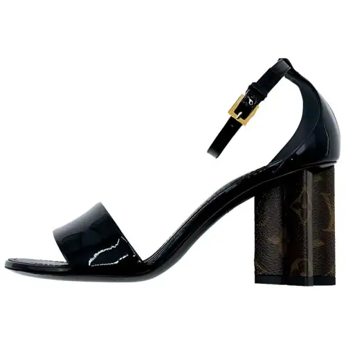 LOUIS VUITTON Silhouette Leather One Strap Sandals Women's Black