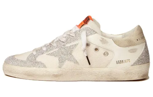 Golden Goose Super Star LTD Low top Skateboard Shoes Women's White Silver Distressed