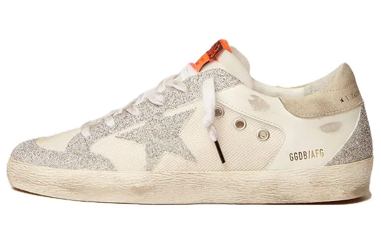 Golden Goose Super Star LTD Low top Skateboard Shoes Women's White Silver Distressed