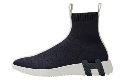 HERMES Fun Fabric High top Sports Casual Shoes Women's Dark Blue