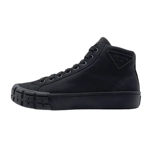 PRADA Wheel Cassetta Canvas High top Stylish Skateboarding Shoes Men's Black