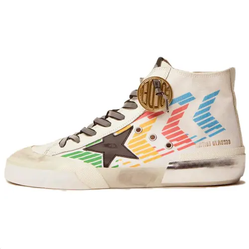 Golden Goose Francy Athleisure High top Stylish Skateboarding Shoes Men's White Distressed