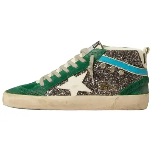 Golden Goose Mid Star Leather Low top Skateboard Shoes Women's Green