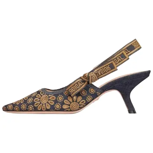DIOR J'Adior Fabric Slim Heel High Heels Women's Black Brown
