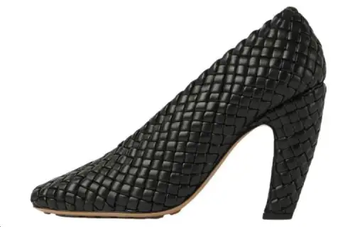 Bottega Veneta Canalazzo Sheepskin Chunky Heel High Heels 10cm Women's Black