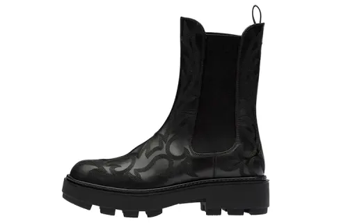MIU MIU Leather Short Chelsea Boots Women's Black
