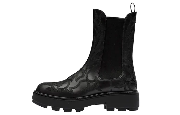 MIU MIU Leather Short Chelsea Boots Women's Black
