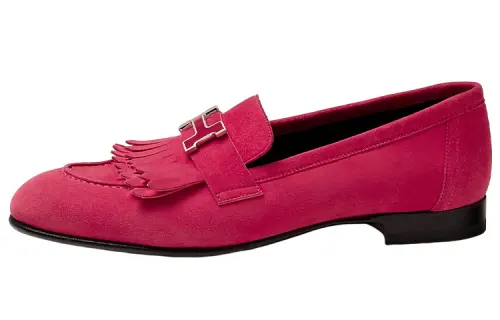 HERMES Royal Leather Loafers Women's Pink
