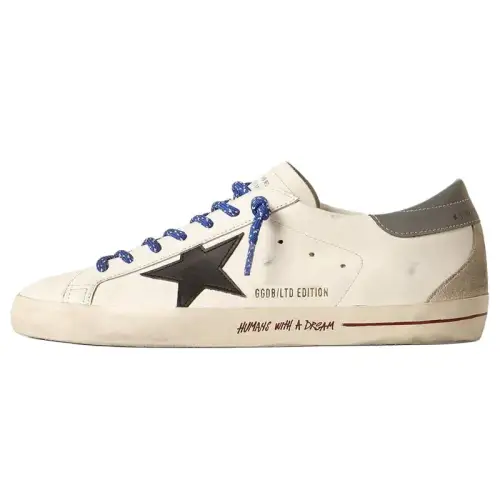 Golden Goose Super Star Cow Leather Stylish Skateboarding Shoes Men's White Black Distressed