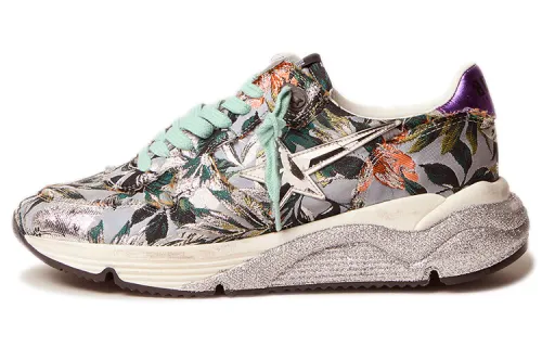 Golden Goose Running Sole Casual Shoes Women's Gray Green Distressed
