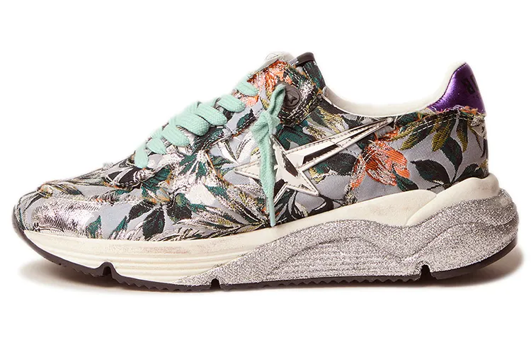Golden Goose Running Sole Casual Shoes Women's Gray Green Distressed