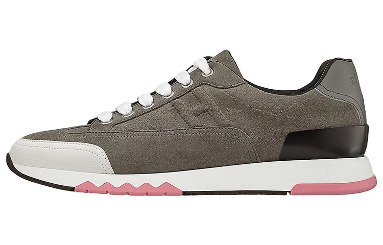 HERMES Trail Cow Leather Low top Casual Shoes Women's Gray