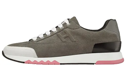 HERMES Trail Cow Leather Low top Casual Shoes Women's Gray