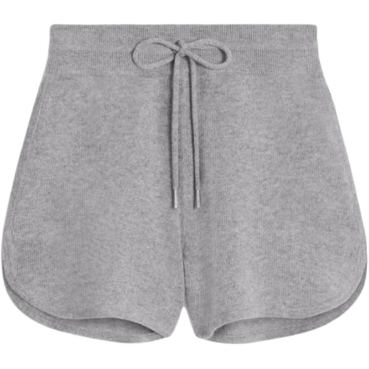 CELINE Celine solid color embroidered pattern lace-up casual shorts women's gray