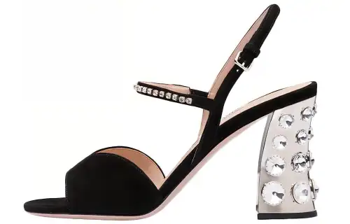 MIU MIU Leather One Strap Sandals Women's Black