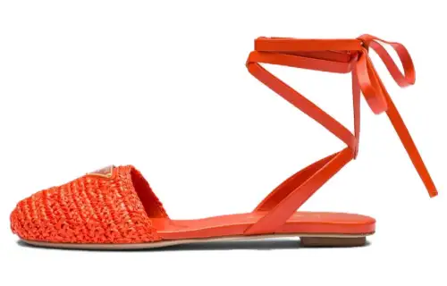 PRADA Leather Casual Shoes Women's Orange