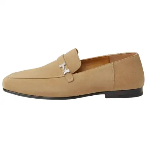 HERMES GIOVANNI Calfskin Loafers Men's Umber
