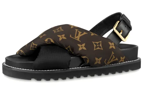 LOUIS VUITTON Paseo Comfort Beach Sandals Women's Black
