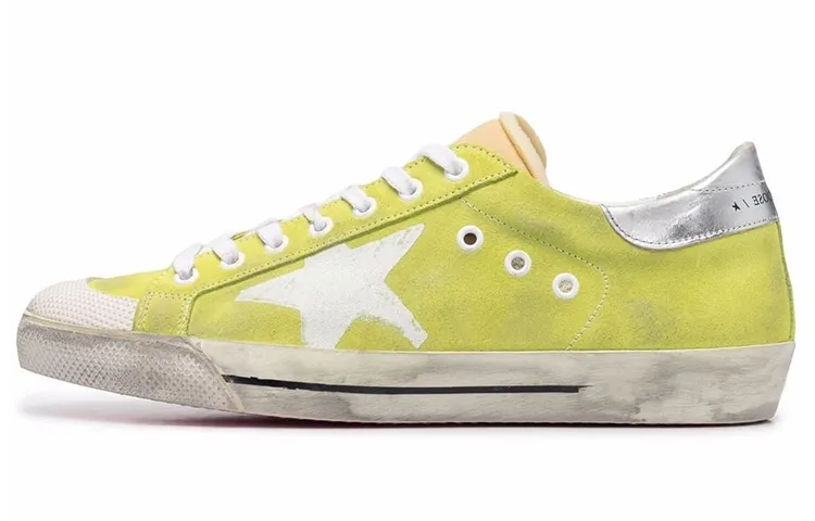 Golden Goose Super Star Canvas Stylish Skateboarding Shoes Men's Yellow Distressed