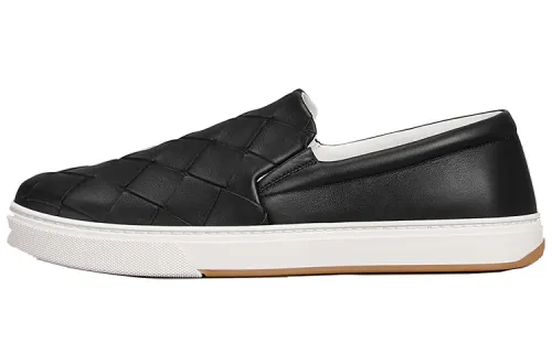 Bottega Veneta Intrecciato Leather Casual Shoes Men's Black